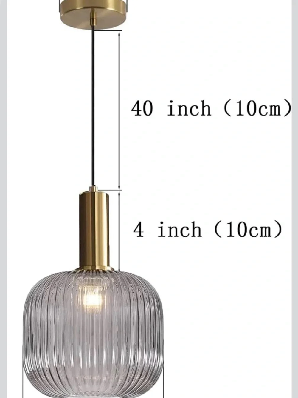 Battery Operated Pendant Light, Dimmable Glass Chandelier, Remote - New in Box